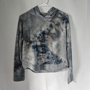 Harmony‎ Balance Women's Blue Gray Tie Dye Hoodie Long Sleeve Casual Top